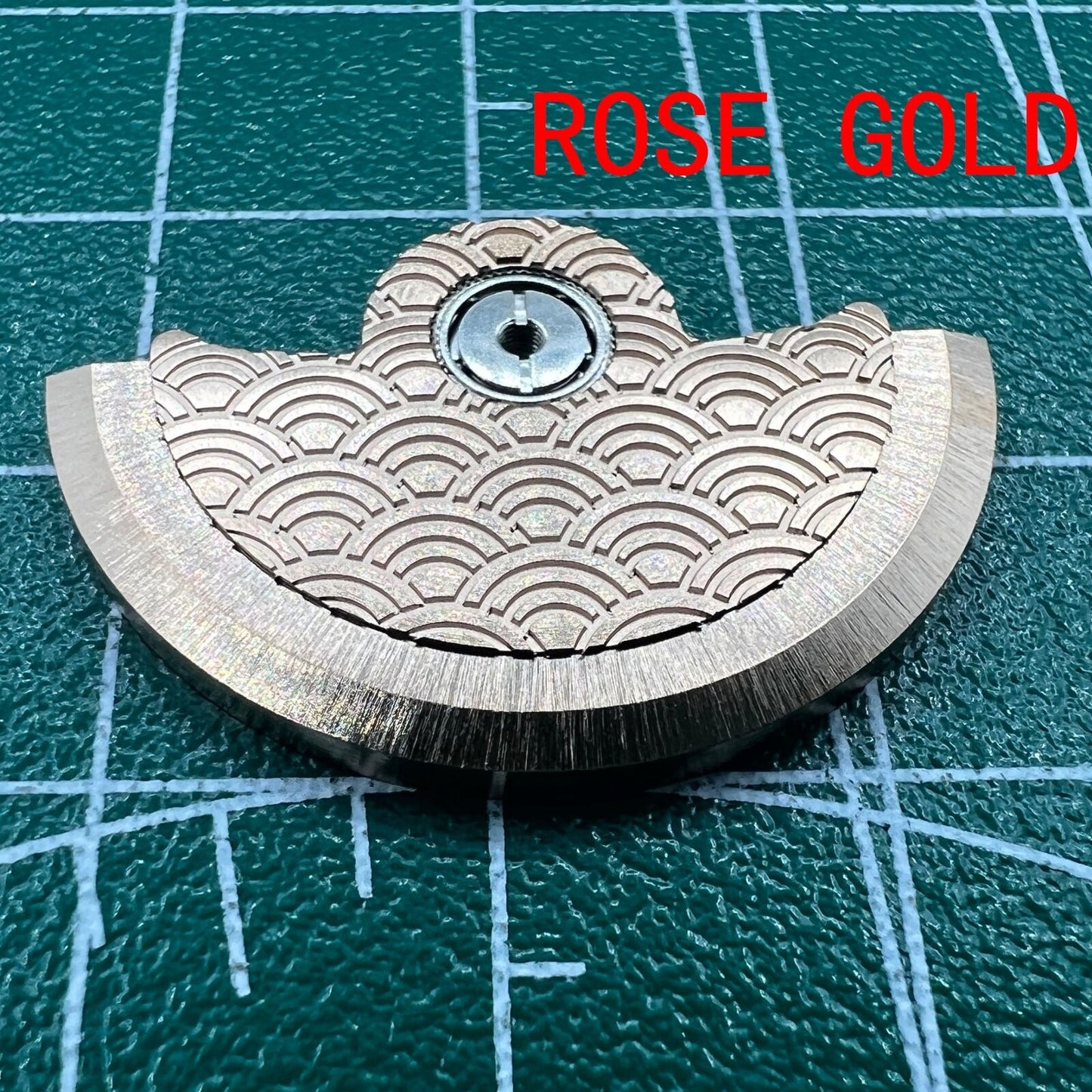Rose Gold Sea Wave carved rotor oscillating weight by Miyota for NH35 NH36 watches.