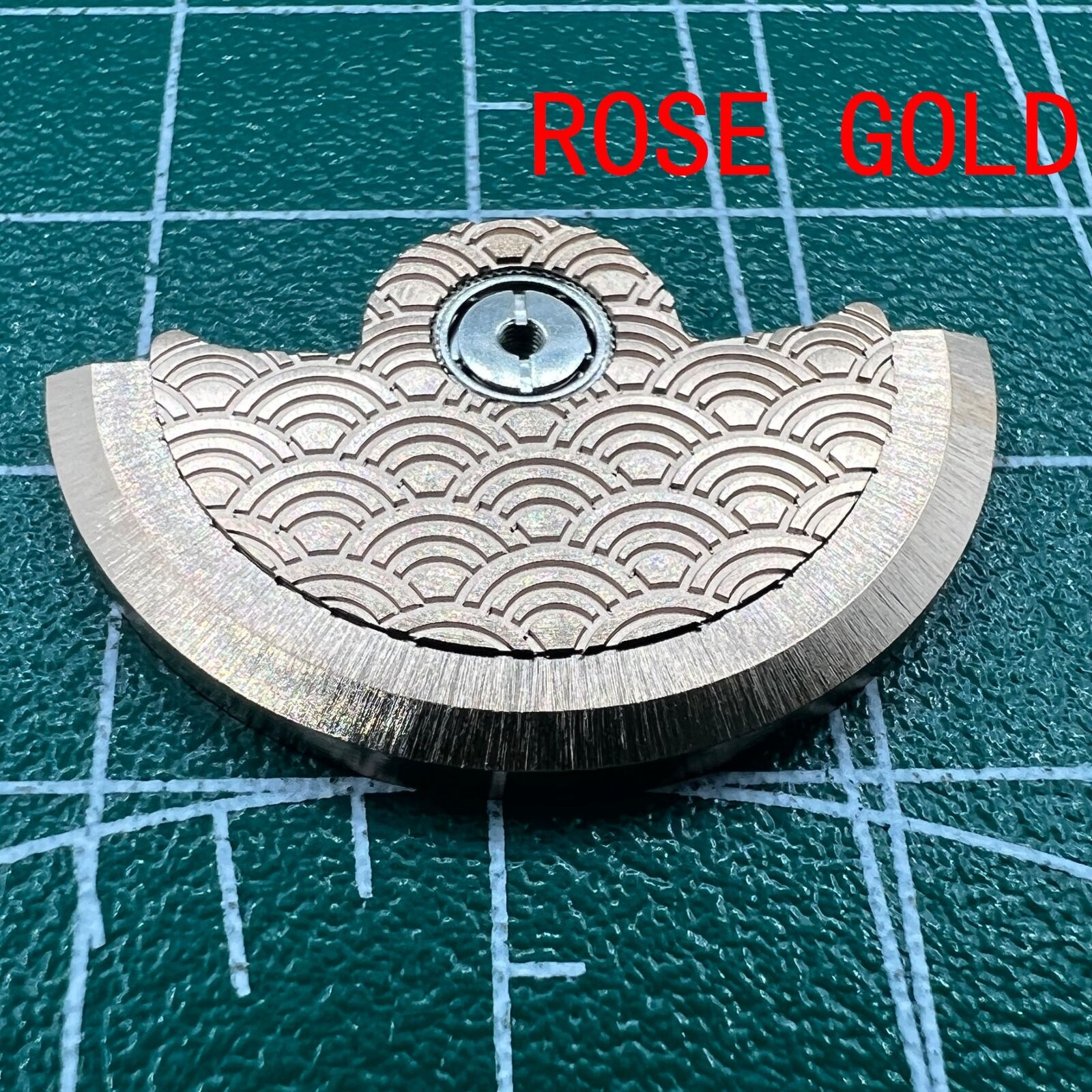 Rose Gold Sea Wave carved rotor oscillating weight by Miyota for NH35 NH36 watches.
