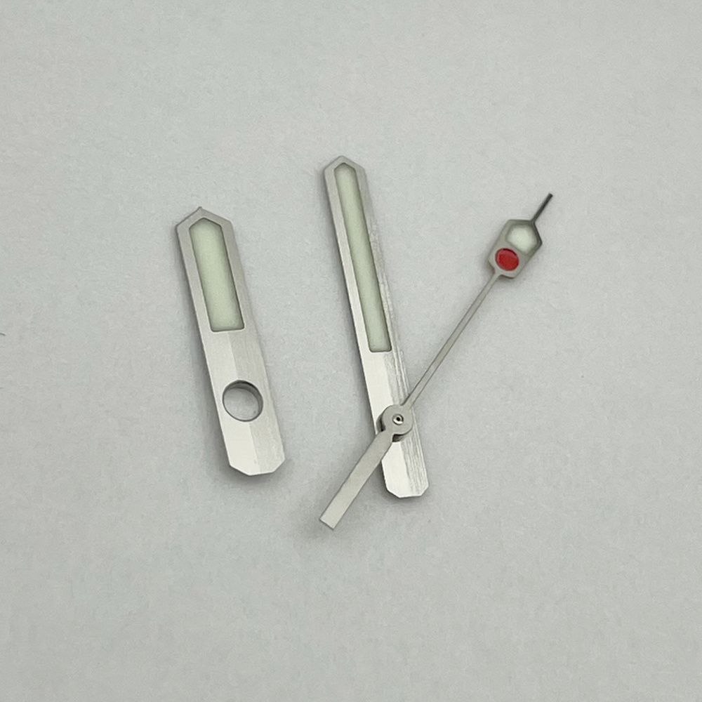 Green luminous watch hands set for SPB153J1 with NH35/36/4R/6R movement by P1-7-B, perfect for repairs.