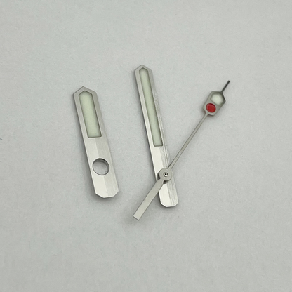 Green luminous watch hands set for SPB153J1 with NH35/36/4R/6R movement by P1-7-B, perfect for repairs.