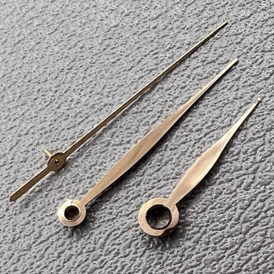Polished rose gold leaf-shaped watch hands for LB06 movement, 2 sets per pack.