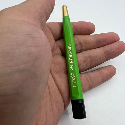 Bergeon 2834-L brass scratch brush for Swiss watch repair, 10mm pen-style precision cleaning tool.