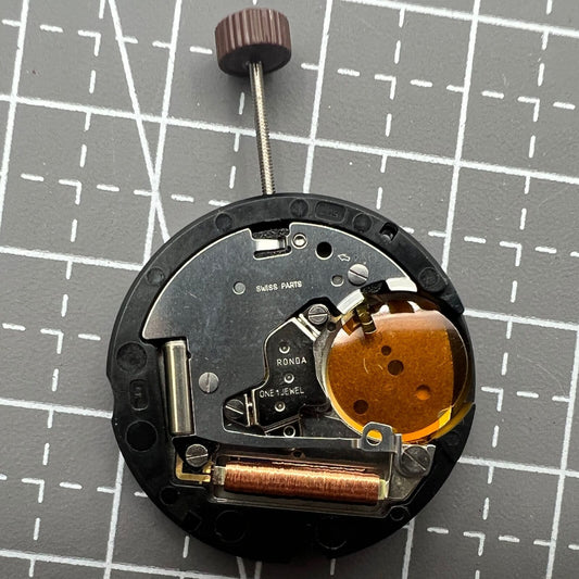 Ronda 507 quartz watch movement with English characters, Swiss precision for reliable timekeeping.