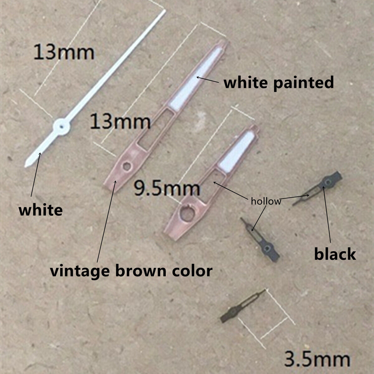 Vintage brown trim white painted watch hands for VD53 VD54 VD57 movements