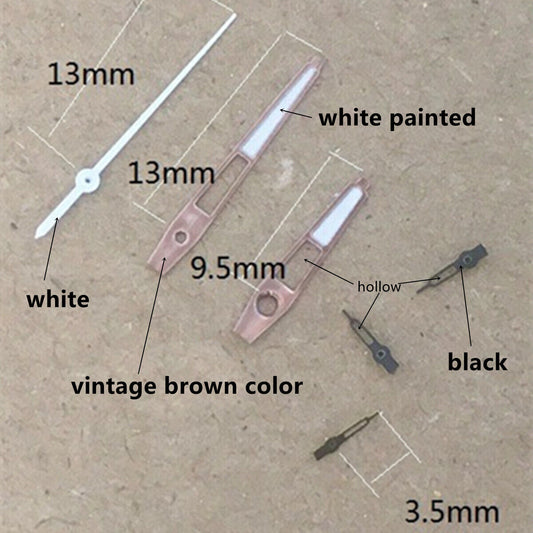 Vintage brown trim white painted watch hands for VD53 VD54 VD57 movements