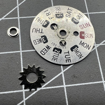 Red and black font week disk wheel for Orient 46941 46943 watch accessories, clear date display