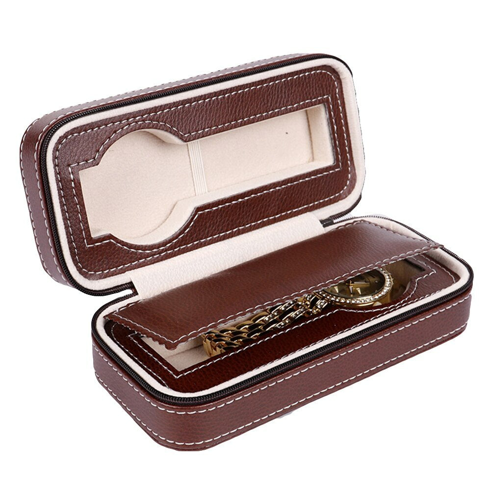 2/4/8 Grids Portable Watch Box Case Organizer PU Leather Zipper Watch Display