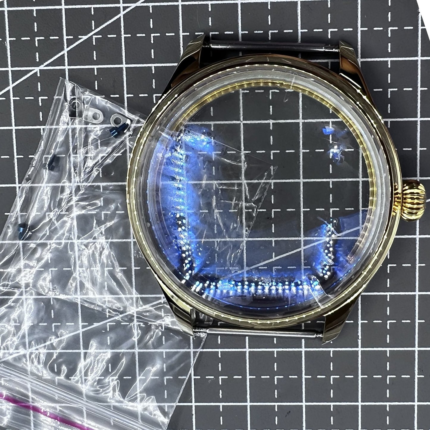 44mm 316L Golden Watch Case for Movement Seagull ST3600/ST3621/ETA6497/ETA6498