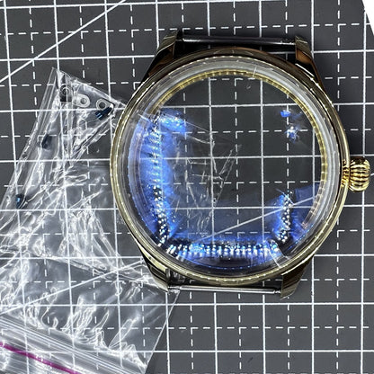 44mm 316L Golden Watch Case for Movement Seagull ST3600/ST3621/ETA6497/ETA6498