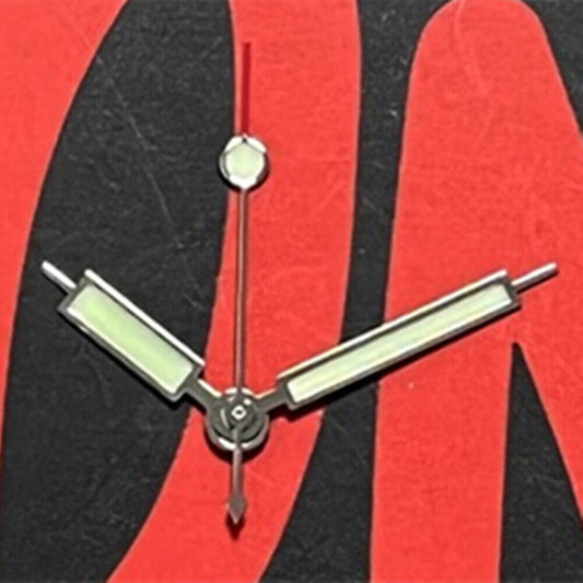 Quadratischer, spitzer, silberner Rand, C3-Uhrzeiger mit grüner Leuchtmasse, Set für SKX/SBBN NH35A/NH36