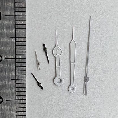 16mm white trim green luminous watch hands for Miyota OS10 OS20 OS60 OS80, precise fit and luminous visibility.