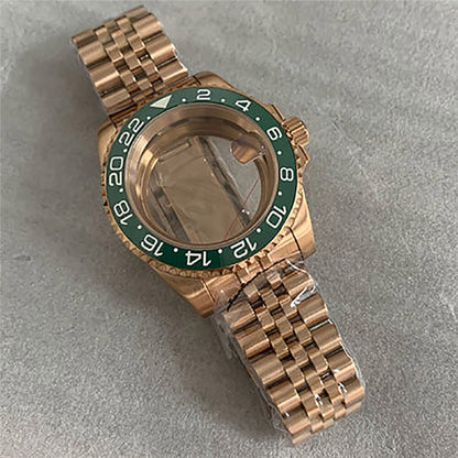 40 mm goldenes Uhrengehäuse-Armband für NH35/36-Uhrwerk, modifiziertes Saphirglas 
