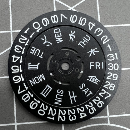 Blaue Lume schwarze Datums- und Wochenanzeige passend für NH36 Werk Datum bei 3 Uhr