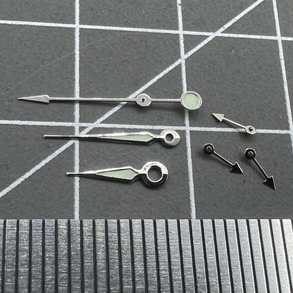 Aiguilles de montre pointues lumineuses vertes avec garniture argentée pour Miyota OS10 OS20 OS60 OS80