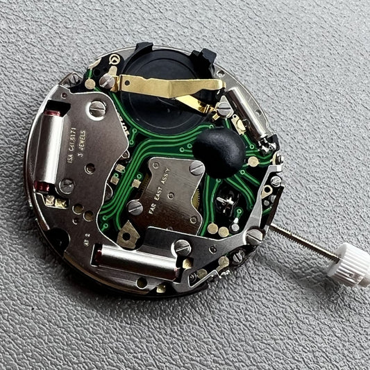 Schweizer Silber ISA 8171 Quarzbewegung 5 Hände Datum bei 6 Uhr Teil