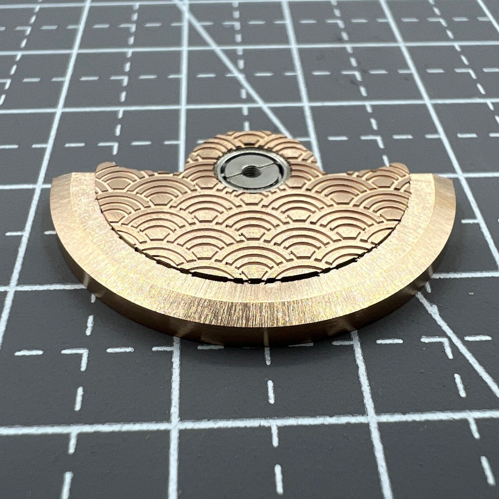 Rose Gold Sea Wave carved rotor for Miyota NH35 NH36 watch movements, elegant design.