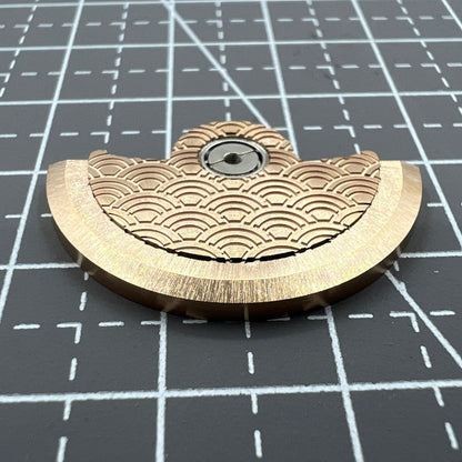 Rose Gold Sea Wave carved rotor for Miyota NH35 NH36 watch movements, elegant design.