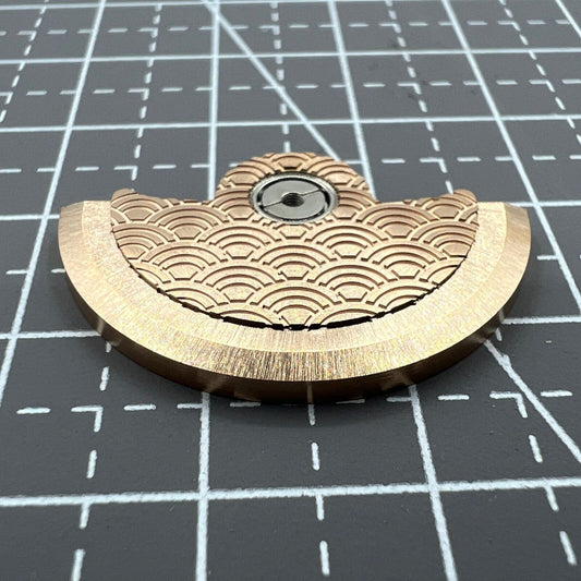 Rose Gold Sea Wave carved rotor for Miyota NH35 NH36 watch movements, elegant design.