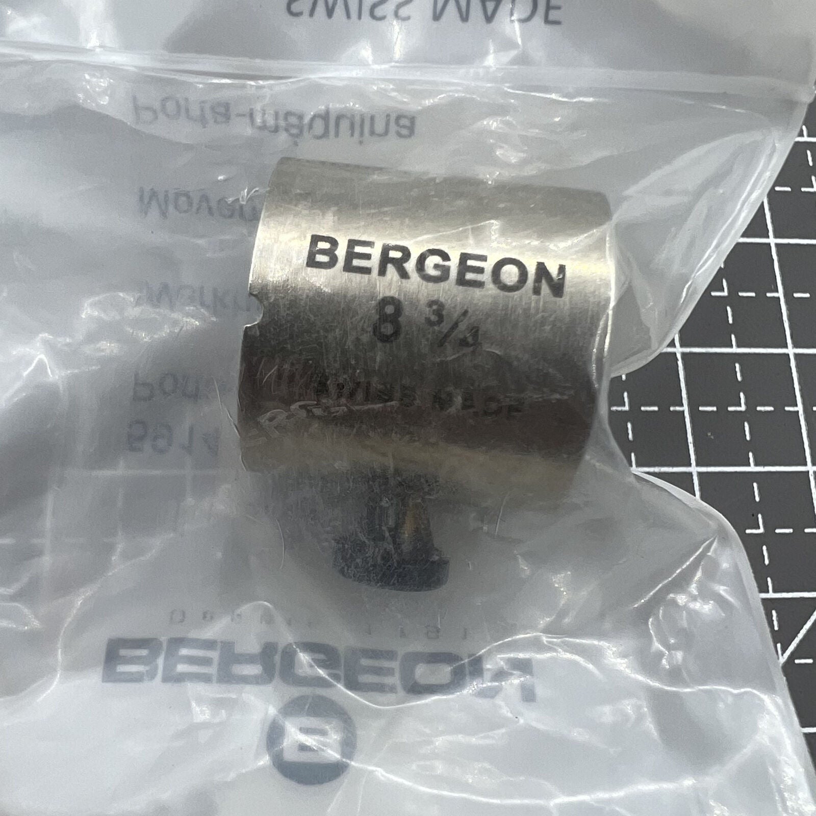 Bergeon BG 5914 reversible movement holder with knob for precise watch repair, compatible with OMEGA and ETA models.