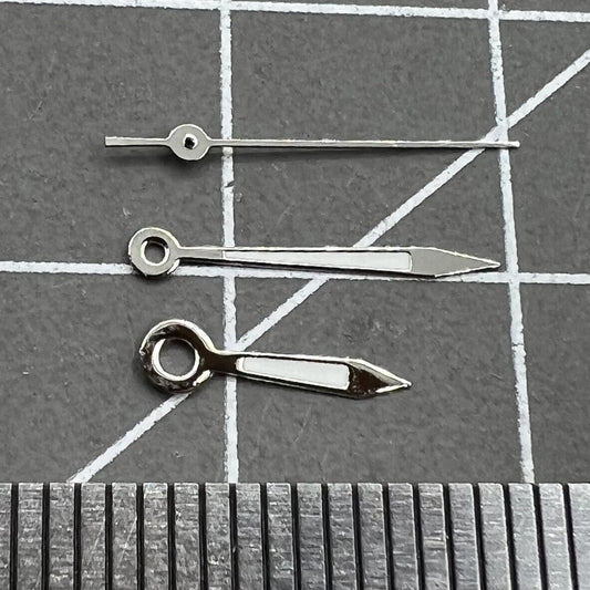Aiguilles de montre lumineuses argentées et vertes de 12 mm pour mouvement à quartz Ronda 515.
