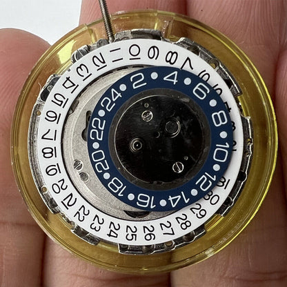 DG2813 automatic watch movement with 3 hands and 24-hour silver display window for precision timekeeping.