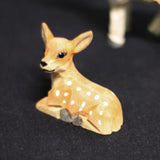 3pcs New Cute Lying+Standing Deer Wooden Figurine Sculpture Decorative Artwork