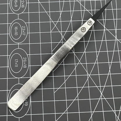 Stainless steel Carbon Fiber Head Tweezers for precise watch repair.