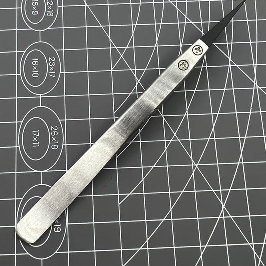 Stainless steel Carbon Fiber Head Tweezers for precise watch repair.