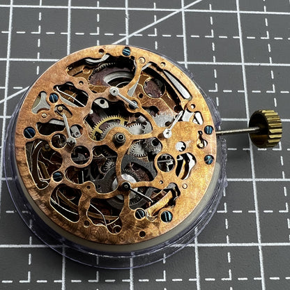 Hollow Rose gold watch with mechanical movement, 4 eye subdials, and 7 hands