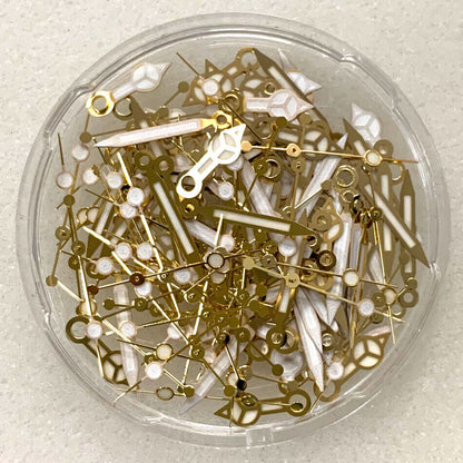 Golden trim blue luminous watch hands set designed for NH35 NH36 movement, enhancing visibility and style.