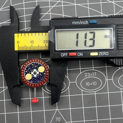 Miyota 2105 3 Hands Quartz Movement Red Dial Star Moon Phase