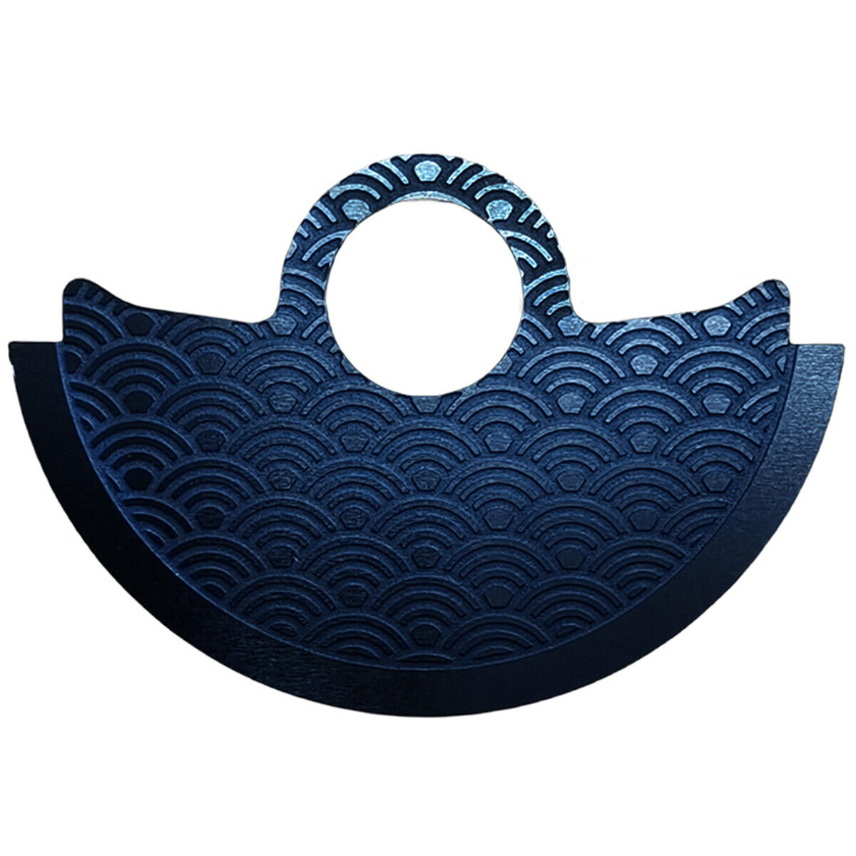 Waved blue metal sheet overlay on Miyota 9015 rotor hammer, enhancing watch accessory design