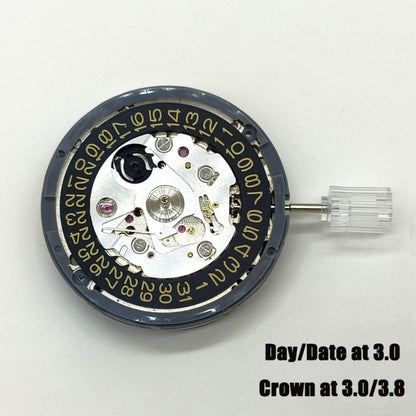 NH35A automatic mechanical movement with golden date, crown at 3 o'clock, compatible with SKX007 watches.