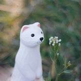 Handmade Lingweasel White Weasel Ferret Wooden Figurine Sculpture Decorative