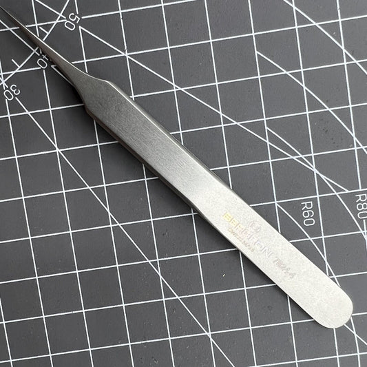 Swiss Made Bergeon 7024-4 anti-magnetic tweezers 110mm, precision watch repair tool for delicate components.