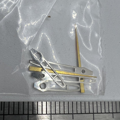 Silver trimmed hollow arrow watch hands, 13mm, compatible with Miyota 2315 & 2305 movements for precise timekeeping.