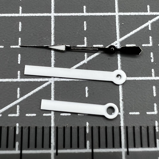 2 Sets Pack 14mm Weiße Zeiger mit Grauer Umrandung für Ronda 515 Quarzwerk
