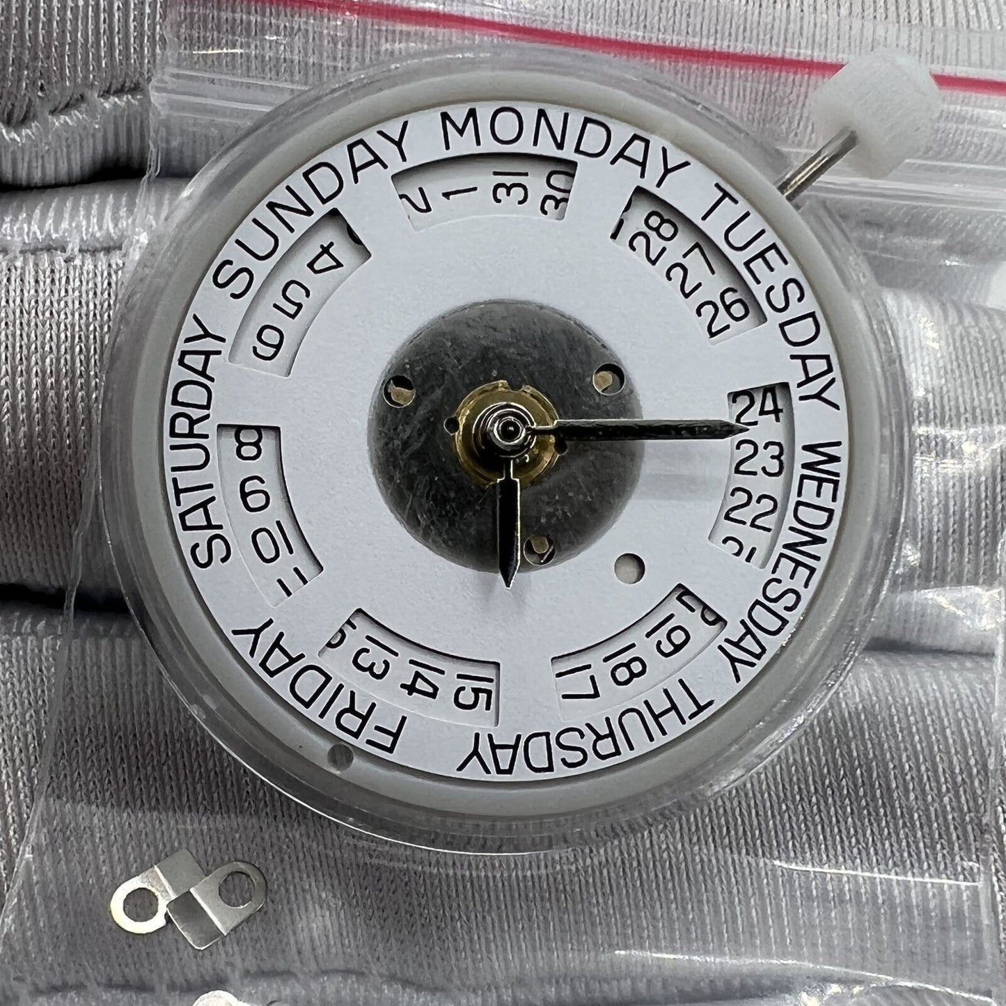 Luxury 2834-2 mechanical watch movement with double calendar, date at 3, day at 12, precision engineered