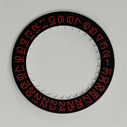 Red character date wheel for NH35 NH36 watches, ideal for precise date display replacement.