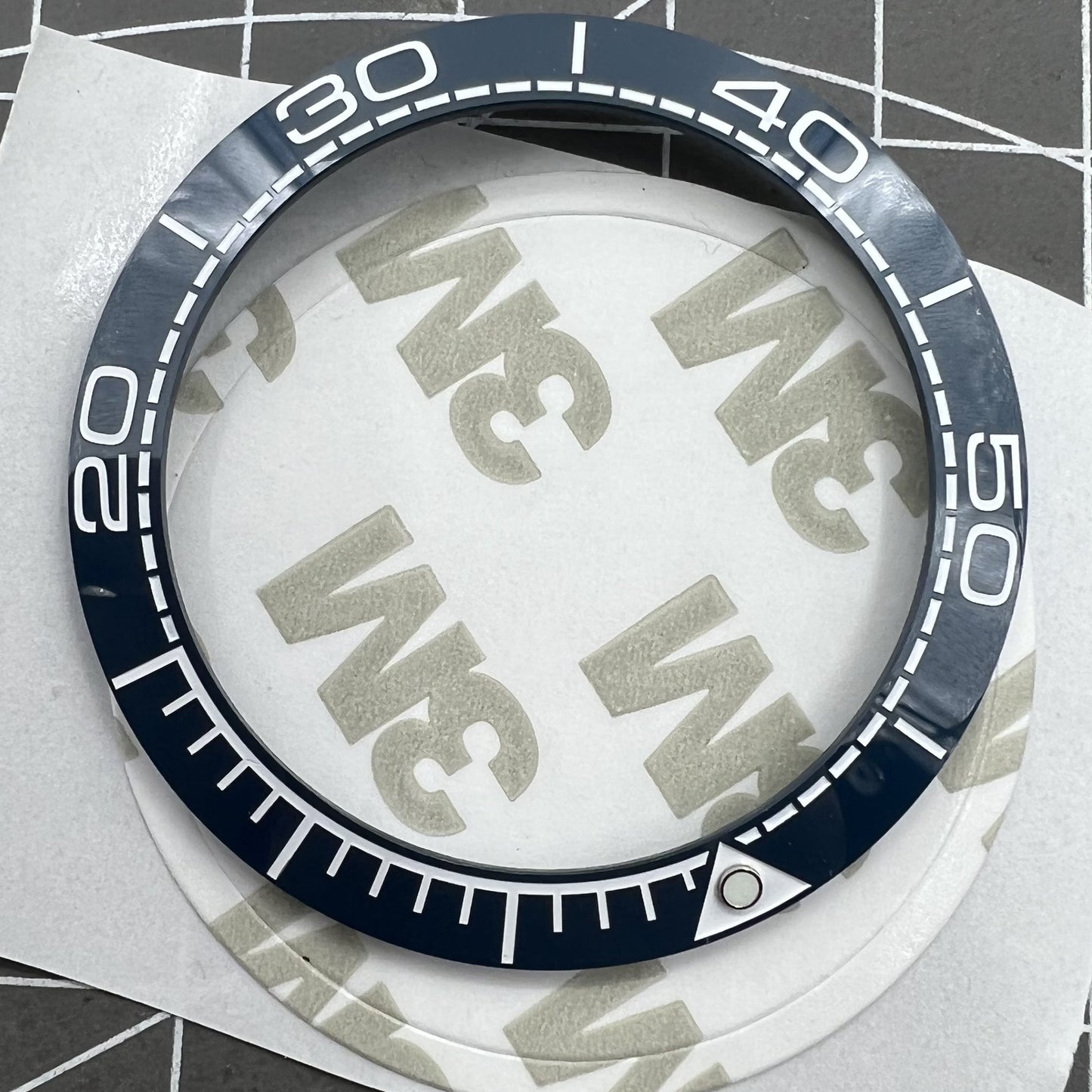 Keramikl�netteinlage 41,5mm mit wei�er Schrift und himmelblauem Rand f�r hochwertige Uhrenzubeh�r