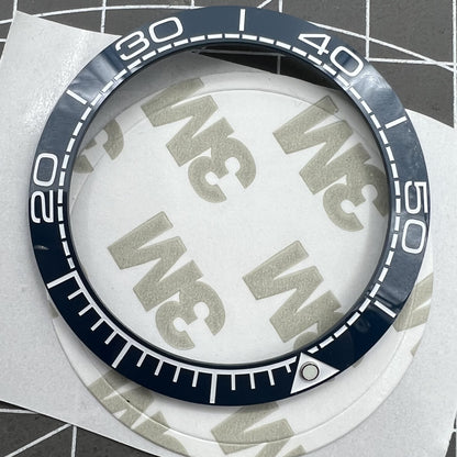 Keramikl�netteinlage 41,5mm mit wei�er Schrift und himmelblauem Rand f�r hochwertige Uhrenzubeh�r