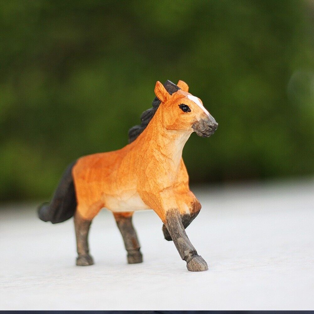 Handmade Little Horse wooden figurine, detailed collectible for rustic home decor accents.