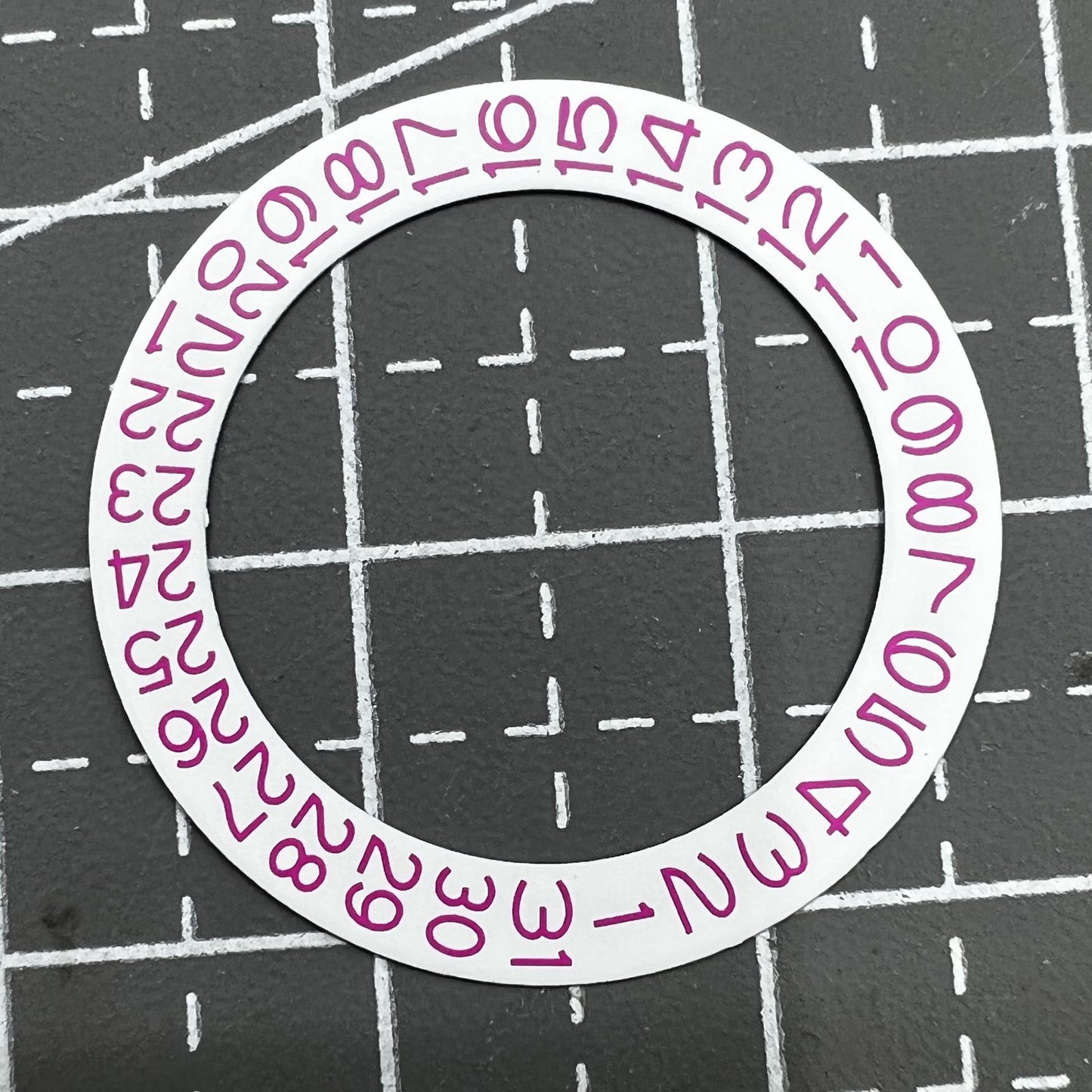 White background showing pink character date display for NH35 NH36 watch movement