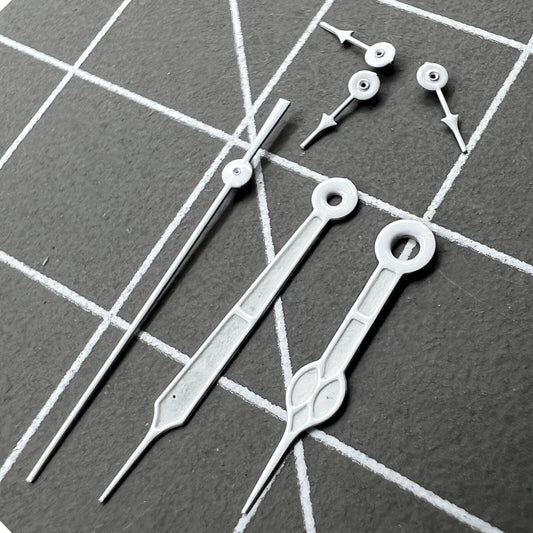 16mm silver-trim green luminous watch hands set by Miyota, designed for 0S20 quartz movement, enhancing visibility and style.