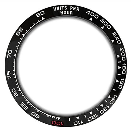 37,65 mm Keramik-Uhrenlünette mit schwarzem Hintergrund, weiß + rot, Schriftzug „100“ für Daytona