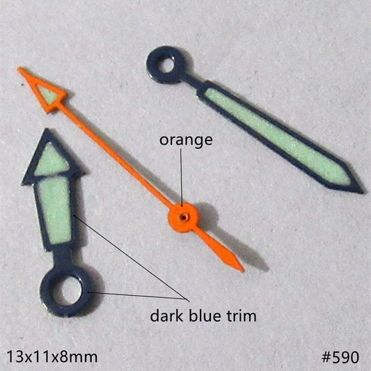13 mm dunkelblauer Rand, grüne Leuchtzeiger für Miyota 2035, 2115, 2105, 2305