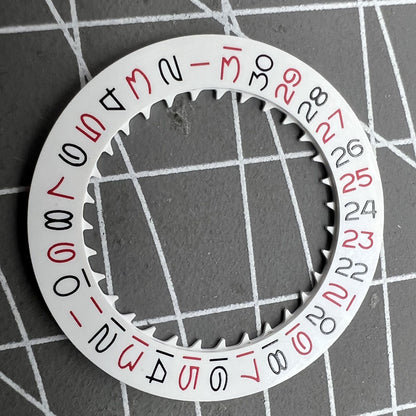 White date disk wheel with vintage red odd numbers for NH35 NH36 watch movement by Seiko.