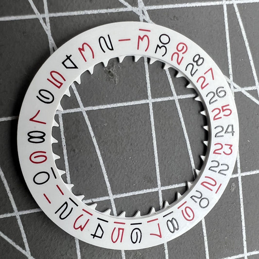 White date disk wheel with vintage red odd numbers for NH35 NH36 watch movement by Seiko.
