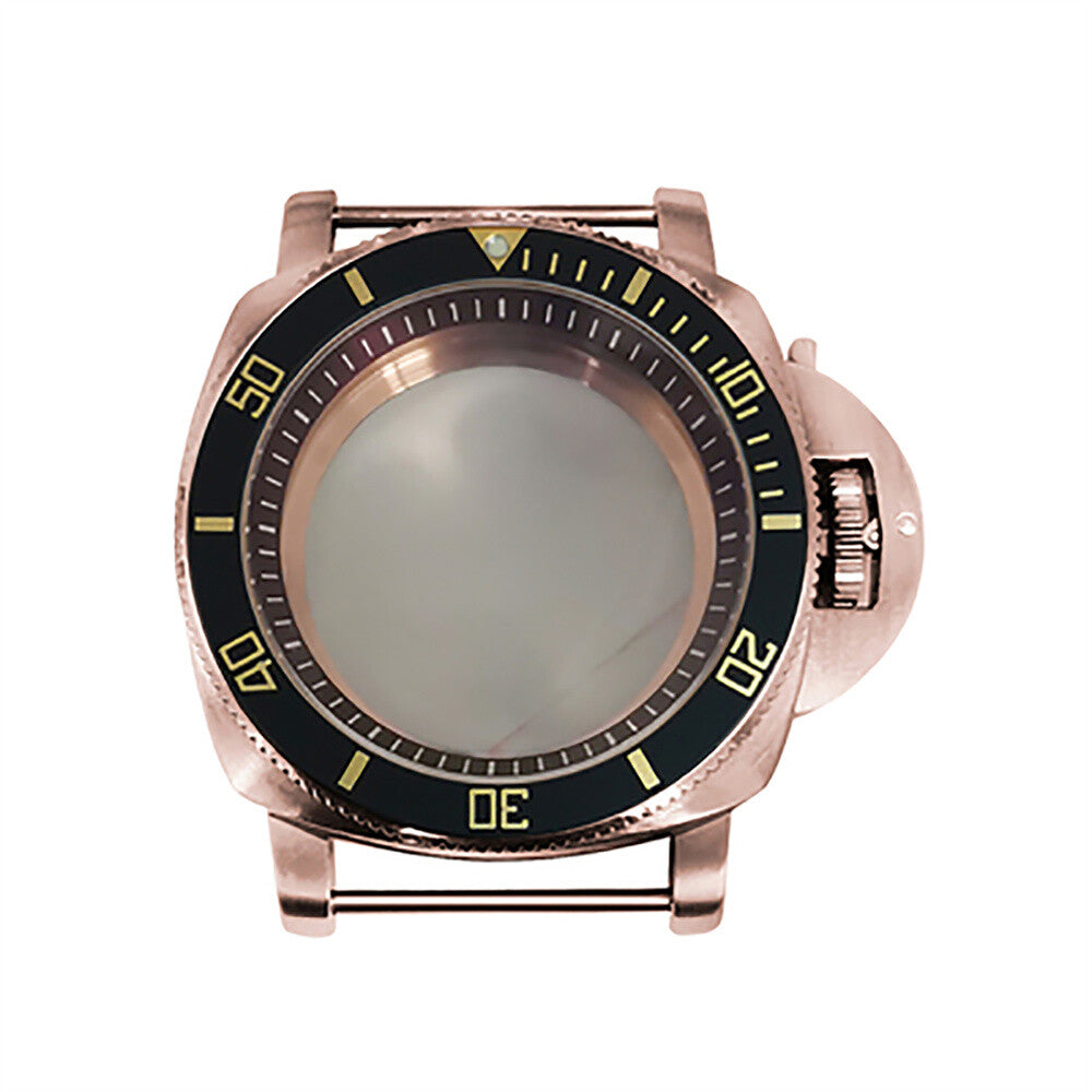 42 mm Mineralspiegel PVD Stahl Roségold Uhrengehäuse für NH35/NH36/4R/7S 