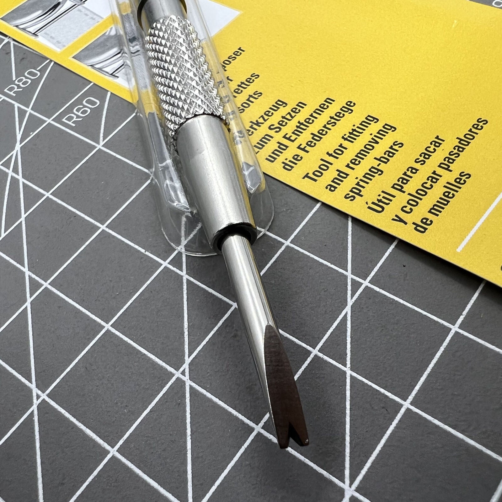 Bergeon 6767-S spring bar tool with ergonomic grip for precise watch strap adjustments and bracelet fitting.